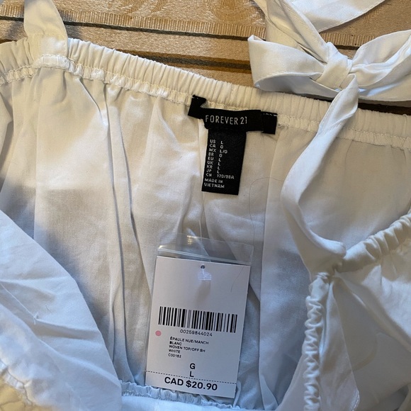 Forever 21 white cotton crop top size L NWT - Picture 3 of 5